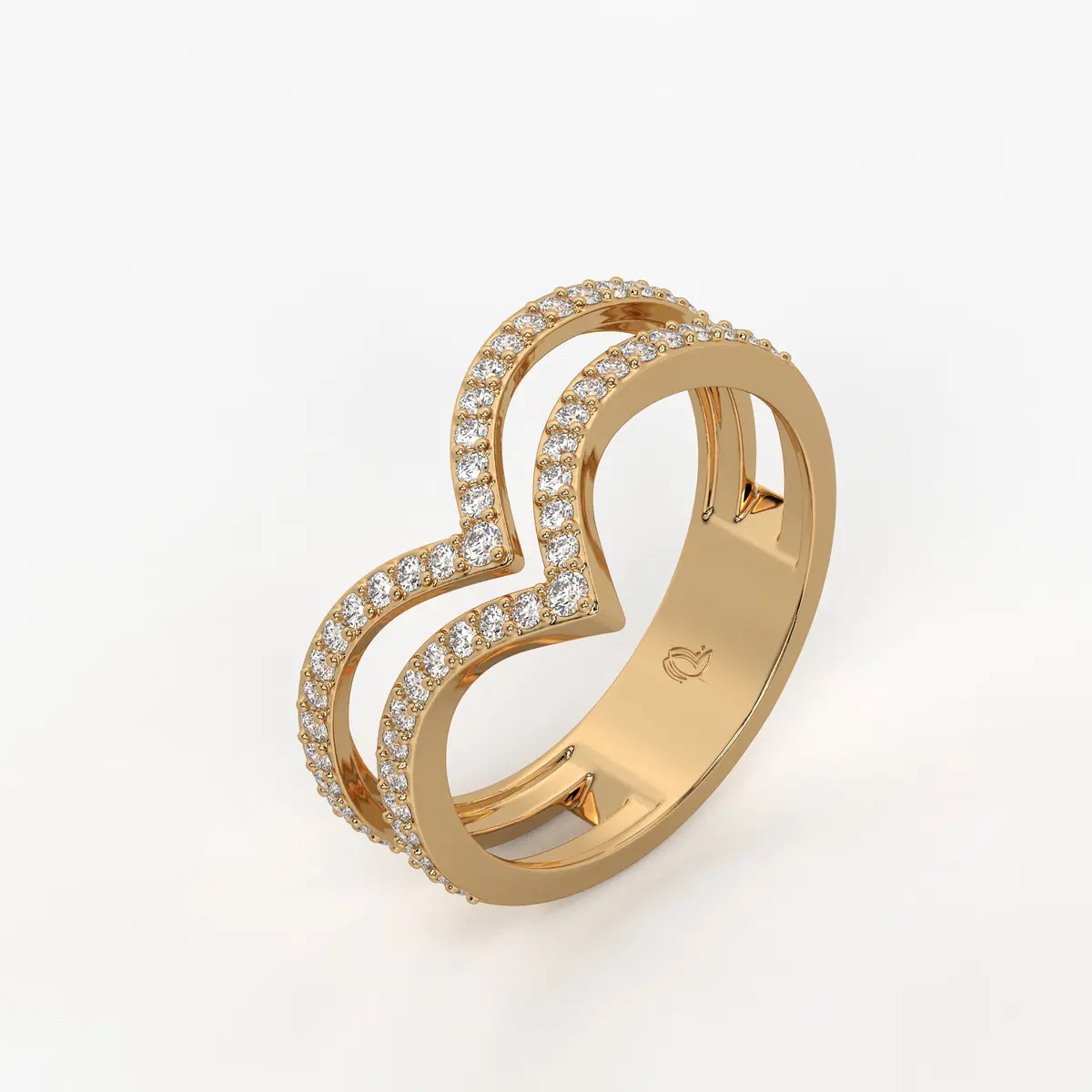 Double Chevron Pavé Ladies Ring